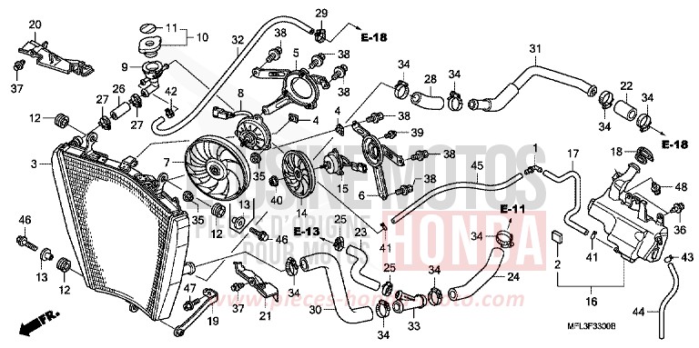 RADIATOR for CBR1000RR Fireblade PEARL SUNBEAM WHITE (NHA66) from 2008